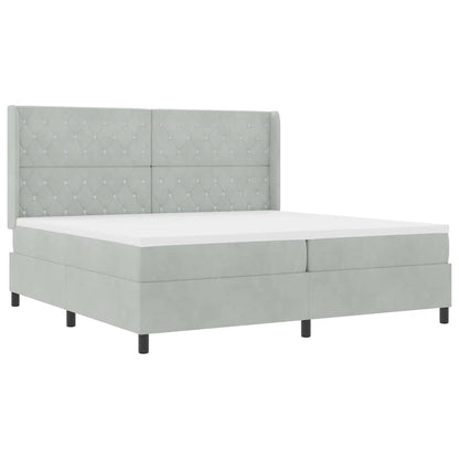 Postel S Boxspringem S Matrací Světle Šedá 200 X 200 Cm Samet