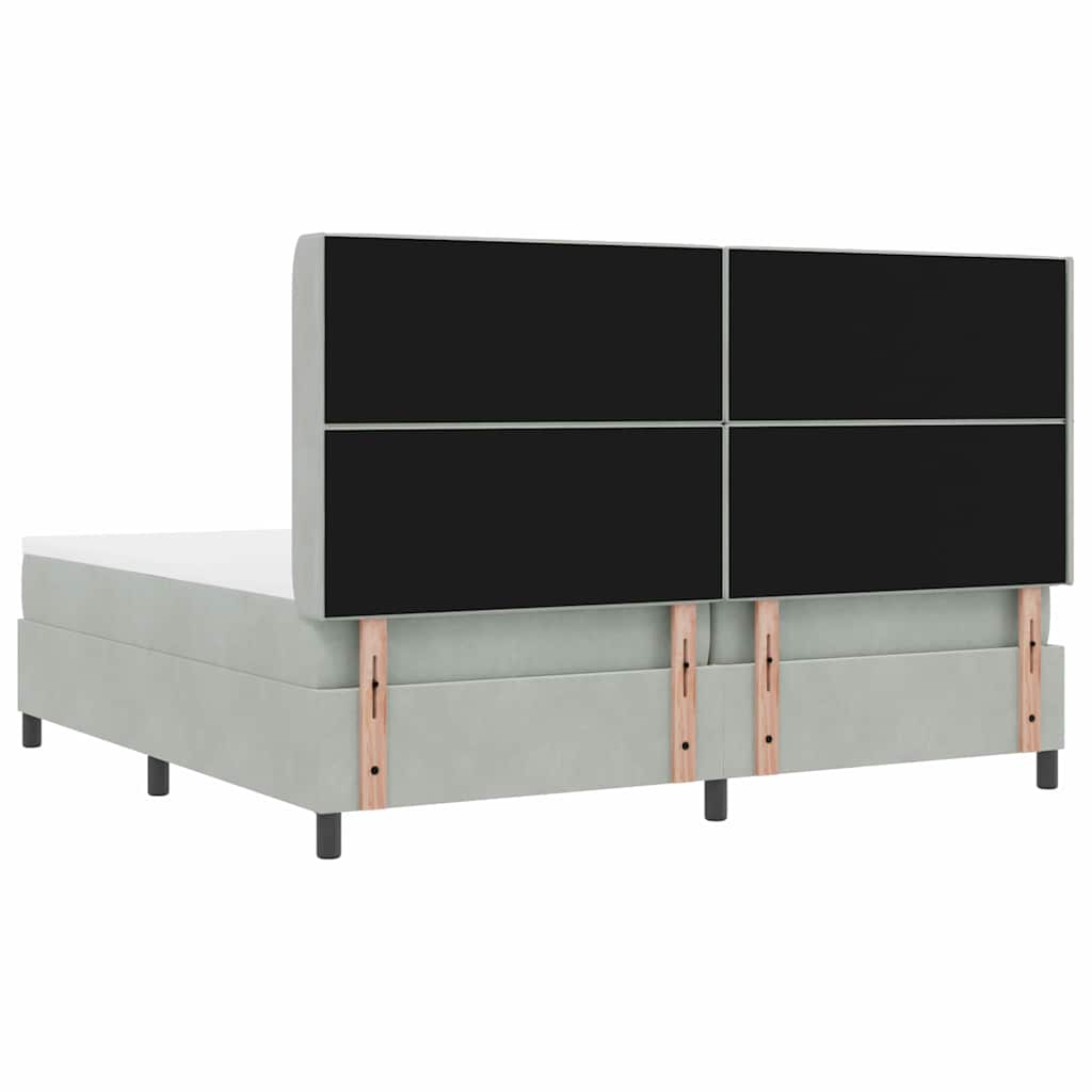 Postel S Boxspringem S Matrací Světle Šedá 200 X 200 Cm Samet