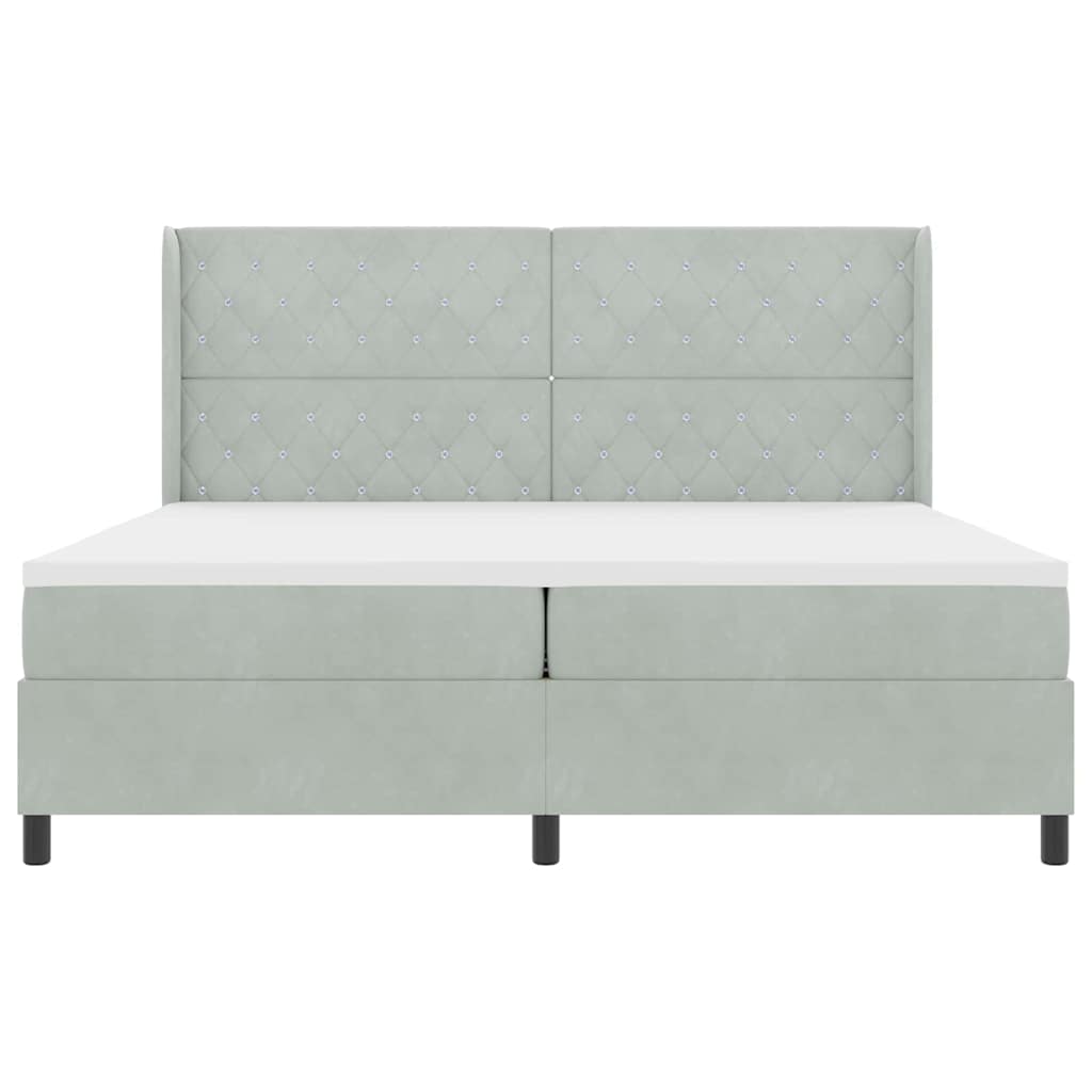 Postel S Boxspringem S Matrací Světle Šedá 200 X 200 Cm Samet