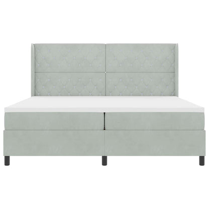 Postel S Boxspringem S Matrací Světle Šedá 200 X 200 Cm Samet
