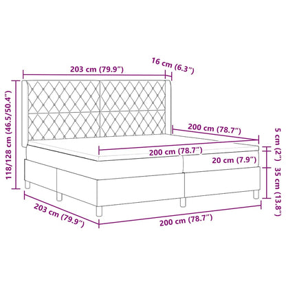 Postel S Boxspringem S Matrací Světle Šedá 200 X 200 Cm Samet