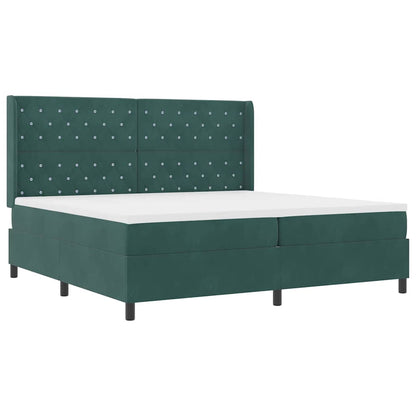 Postel S Boxspringem S Matrací Tmavě Zelená 200 X 200 Cm Samet