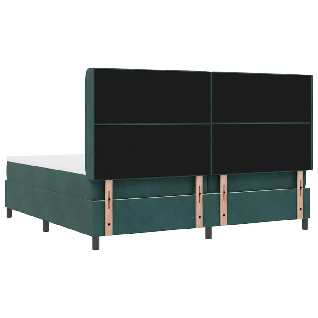 Postel S Boxspringem S Matrací Tmavě Zelená 200 X 200 Cm Samet