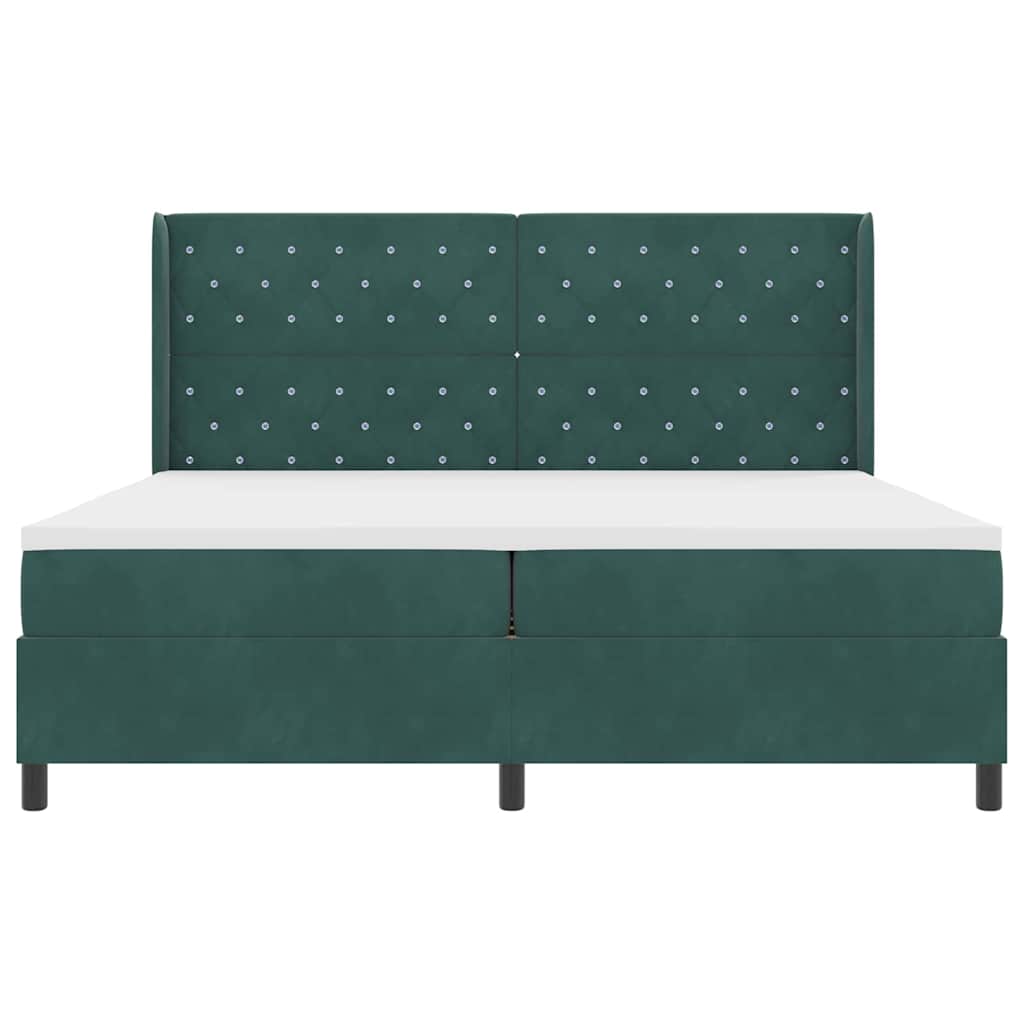 Postel S Boxspringem S Matrací Tmavě Zelená 200 X 200 Cm Samet