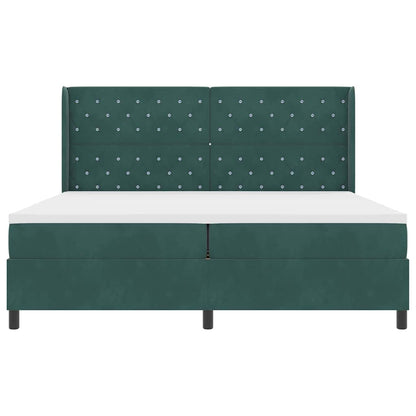 Postel S Boxspringem S Matrací Tmavě Zelená 200 X 200 Cm Samet