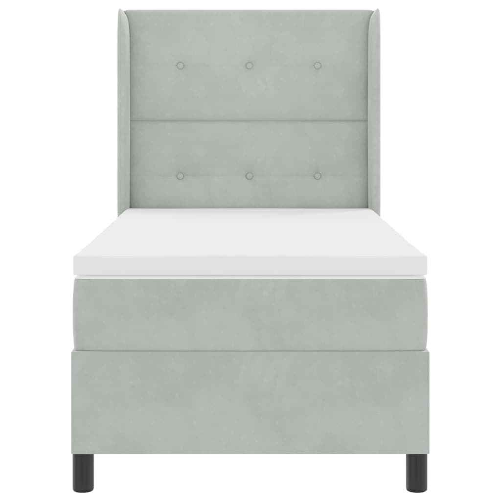 Postel S Boxspringem S Čelo Světle Šedá 80 X 200 Cm Samet