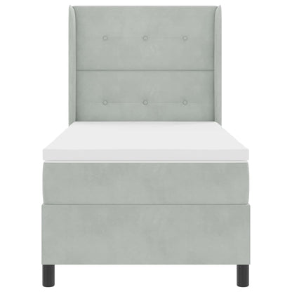 Postel S Boxspringem S Čelo Světle Šedá 80 X 200 Cm Samet