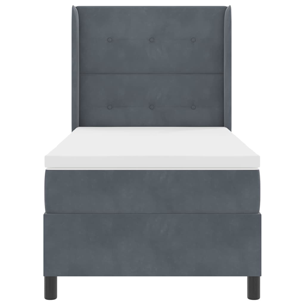 Postel S Boxspringem S Čelo Tmavě Šedá 80 X 200 Cm Samet
