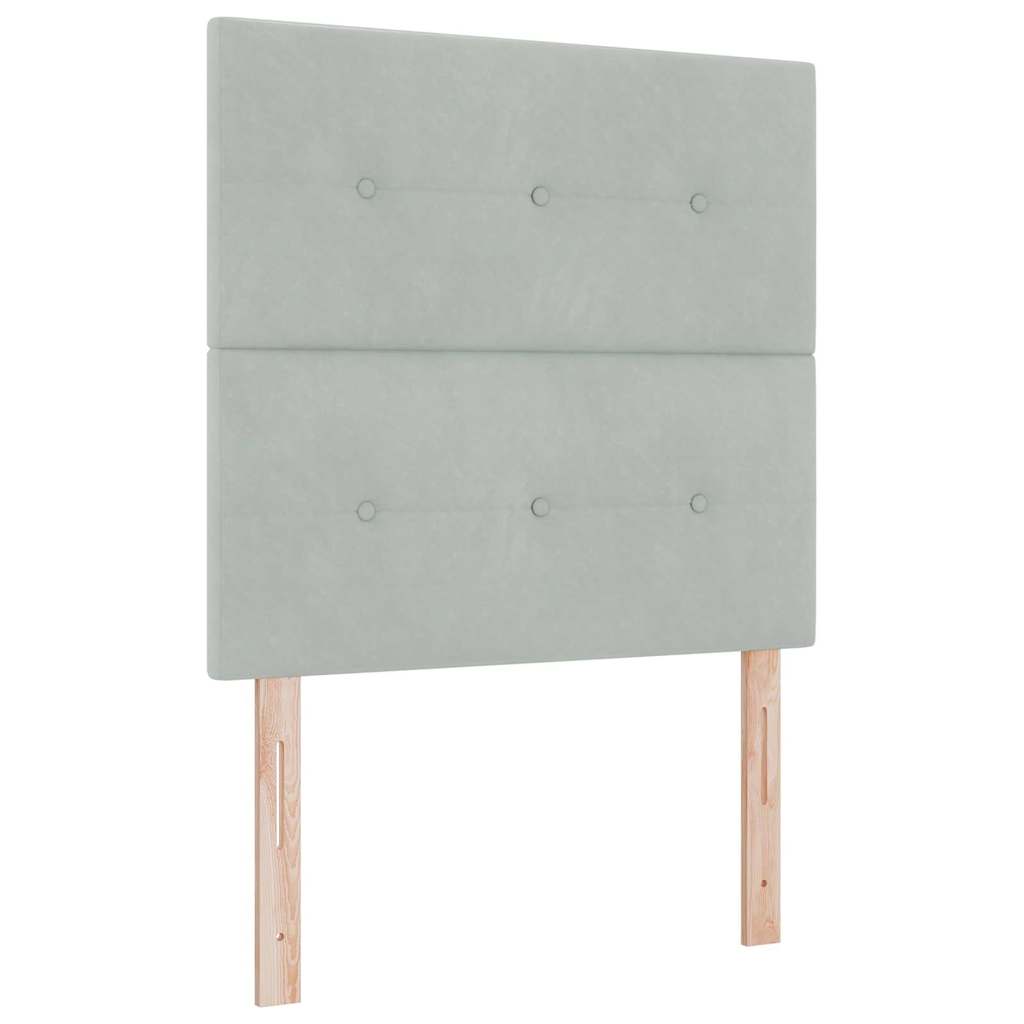 Postel S Boxspringem S Čelo Světle Šedá 90 X 190 Cm Samet