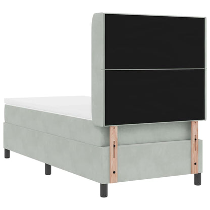 Postel S Boxspringem S Čelo Světle Šedá 90 X 190 Cm Samet