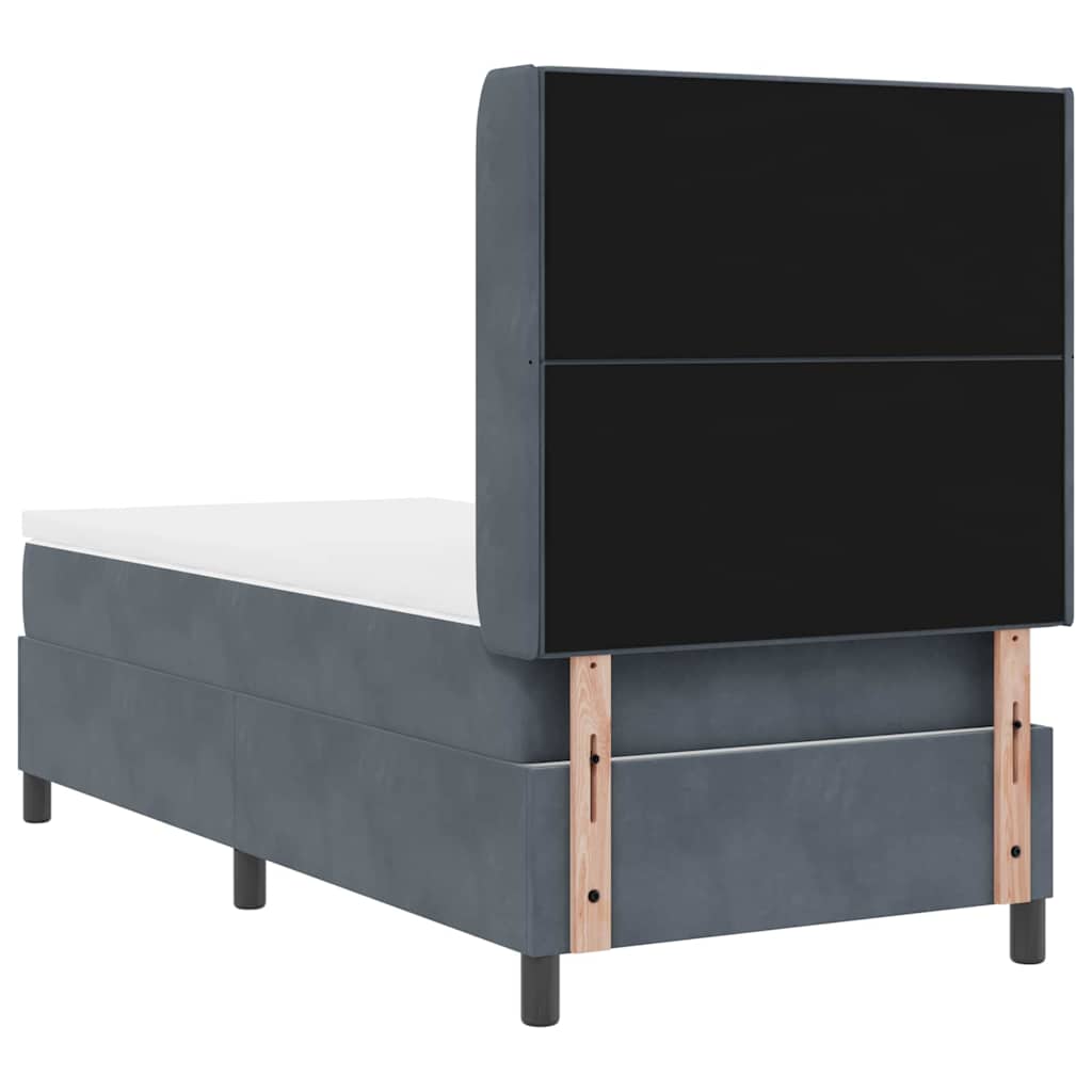 Postel S Boxspringem S Čelo Tmavě Šedá 90 X 190 Cm Samet