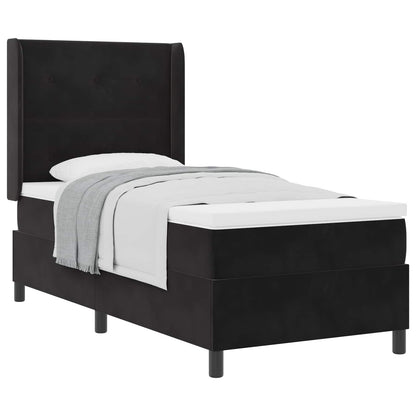 Postel S Boxspringem S Čelo Černá 90 X 190 Cm Samet