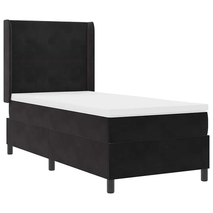 Postel S Boxspringem S Čelo Černá 90 X 190 Cm Samet