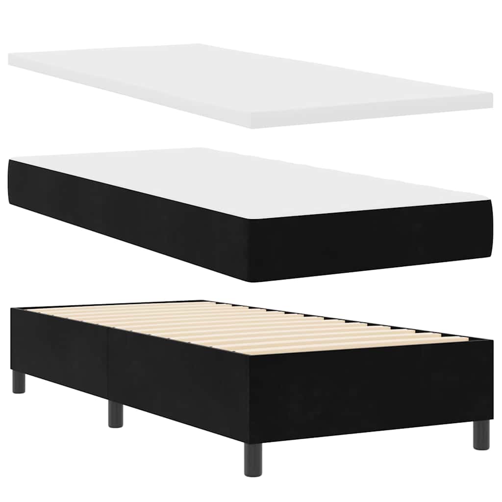 Postel S Boxspringem S Čelo Černá 90 X 190 Cm Samet