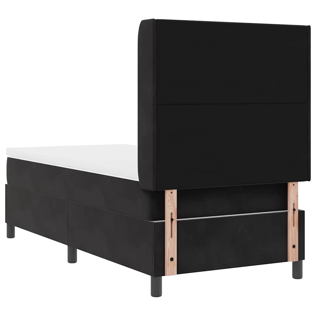 Postel S Boxspringem S Čelo Černá 90 X 190 Cm Samet