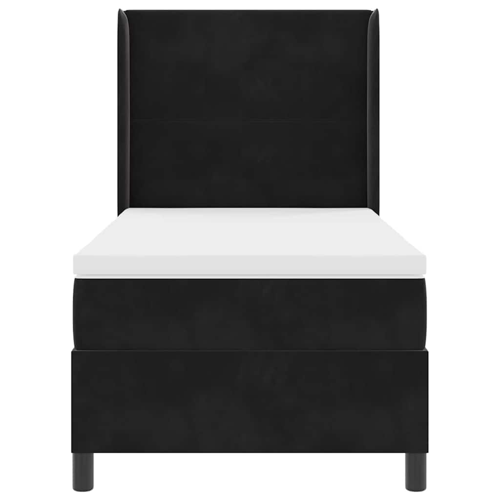 Postel S Boxspringem S Čelo Černá 90 X 190 Cm Samet