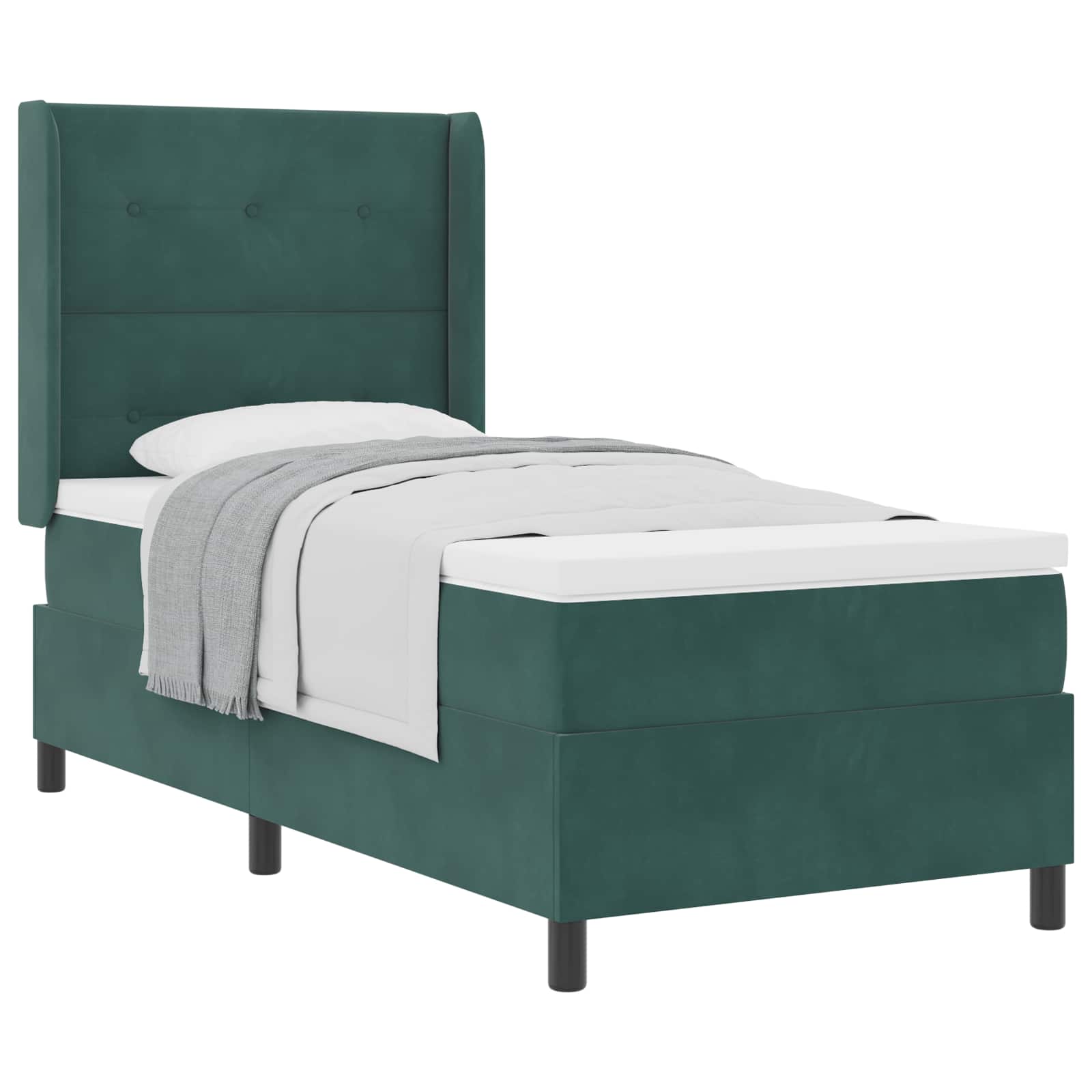 Postel S Boxspringem S Čelo Tmavě Zelená 90 X 190 Cm Samet