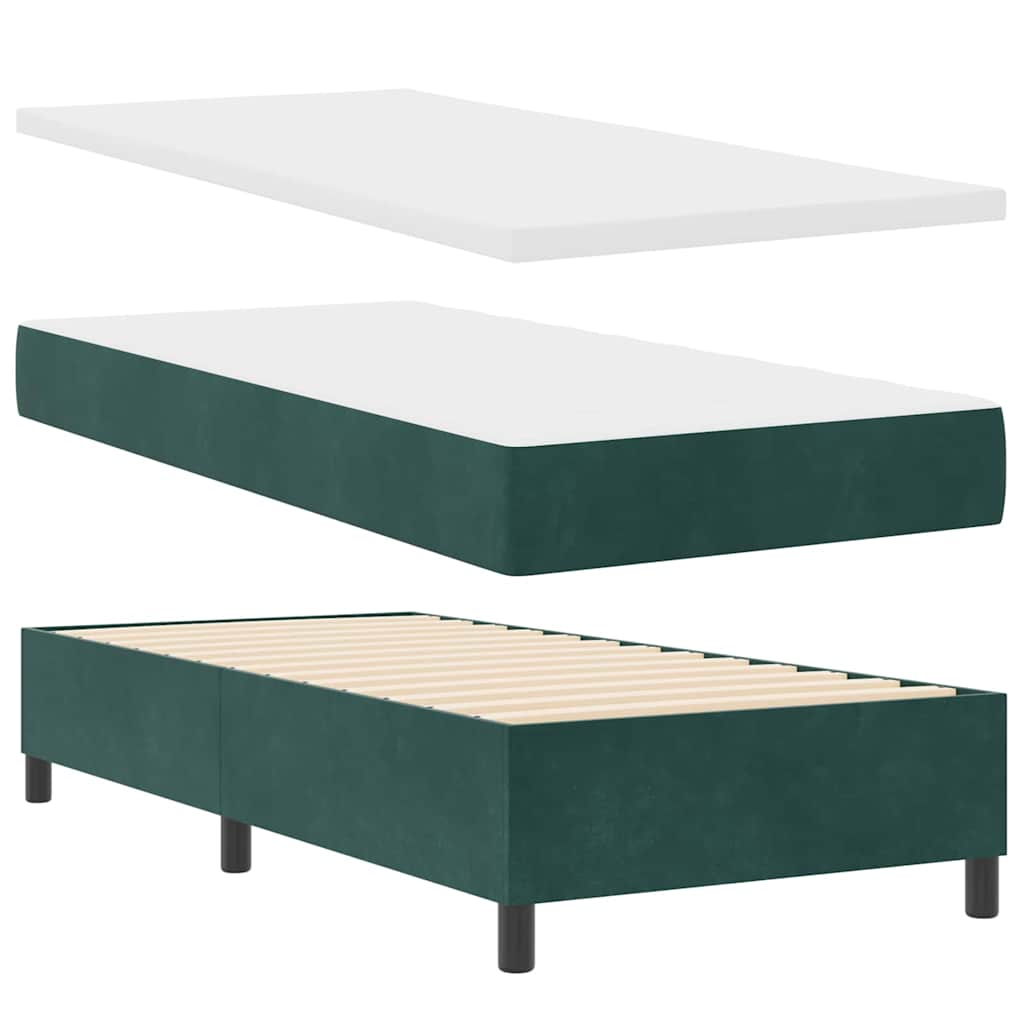 Postel S Boxspringem S Čelo Tmavě Zelená 90 X 190 Cm Samet