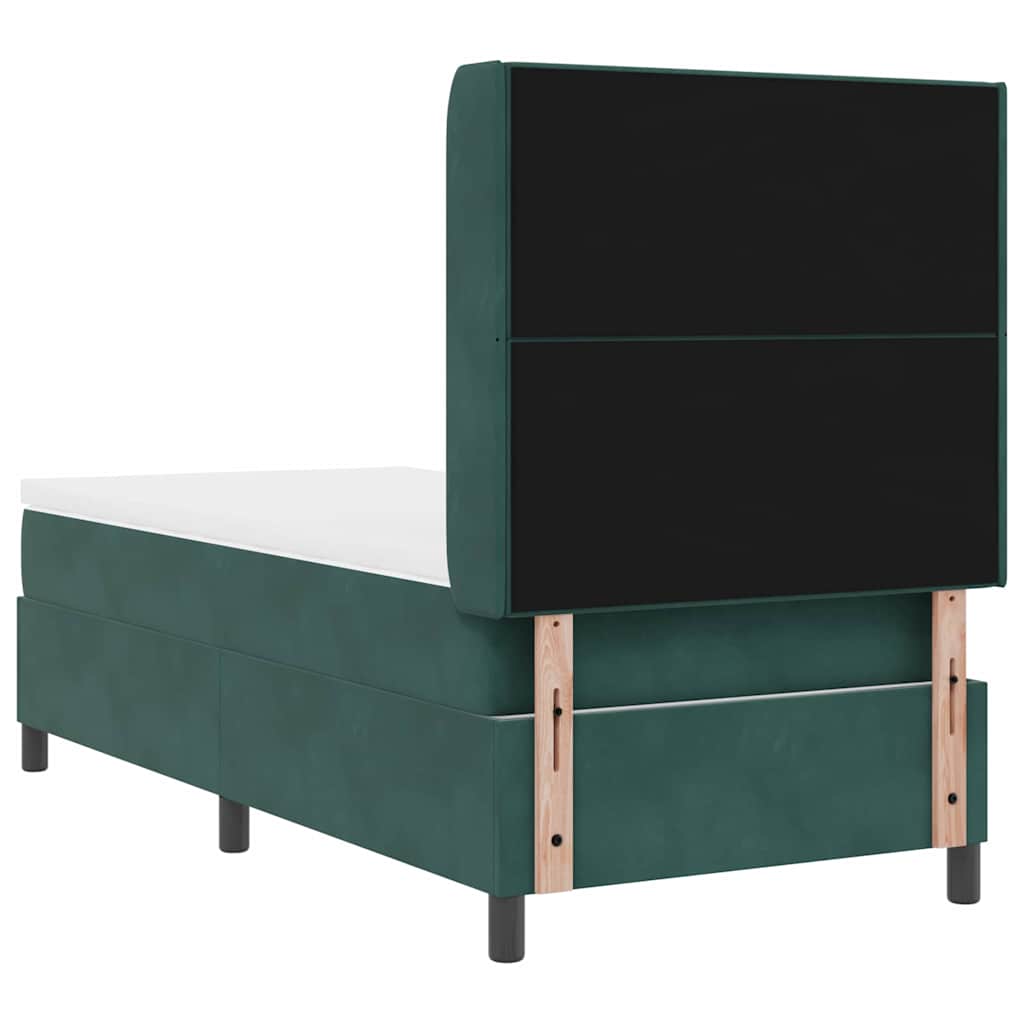 Postel S Boxspringem S Čelo Tmavě Zelená 90 X 190 Cm Samet