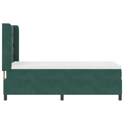 Postel S Boxspringem S Čelo Tmavě Zelená 90 X 190 Cm Samet