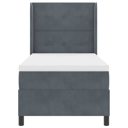 Postel S Boxspringem S Čelo Tmavě Šedá 90 X 200 Cm Samet