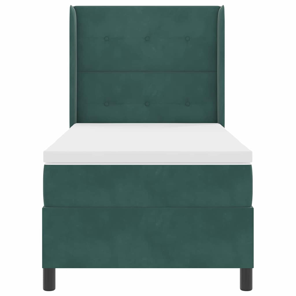 Postel S Boxspringem S Čelo Tmavě Zelená 90 X 200 Cm Samet