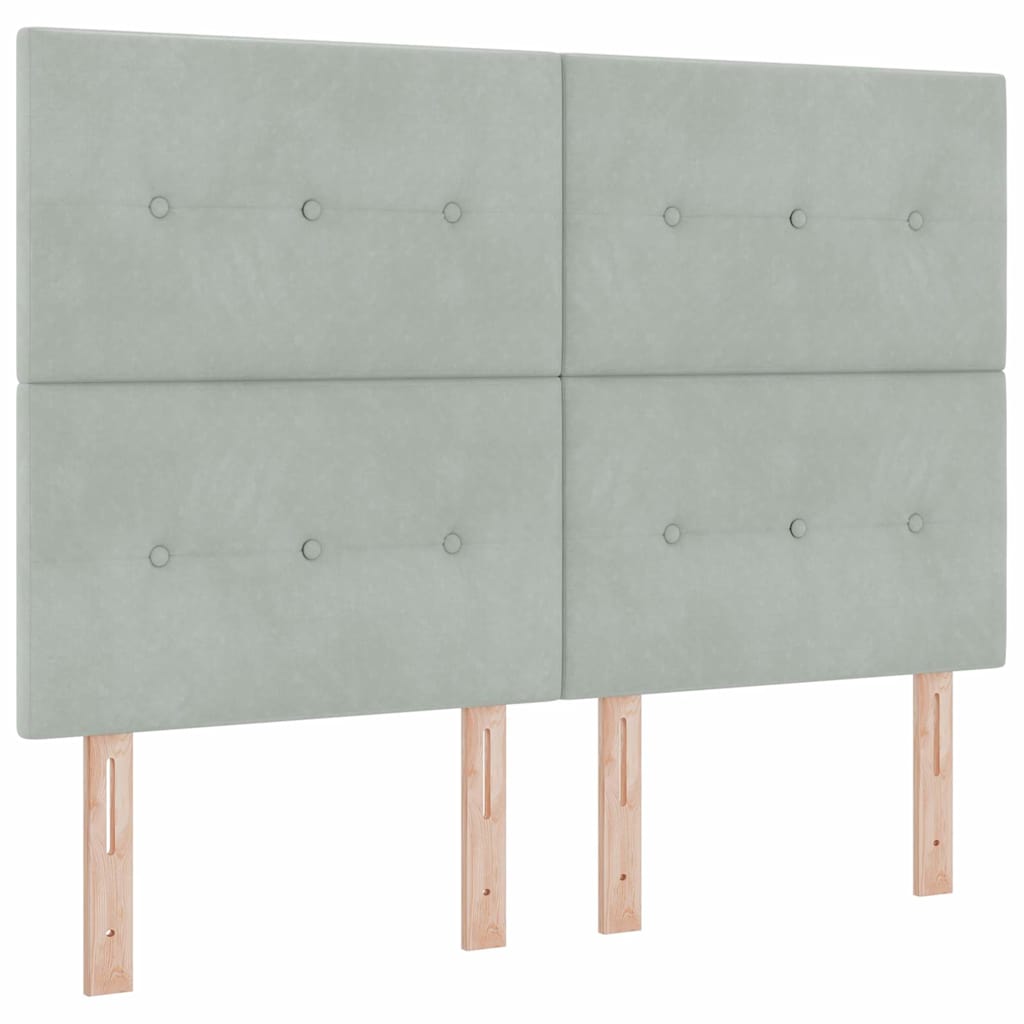 Postel S Boxspringem S Čelo Světle Šedá 140 X 190 Cm Samet