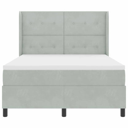 Postel S Boxspringem S Čelo Světle Šedá 140 X 190 Cm Samet