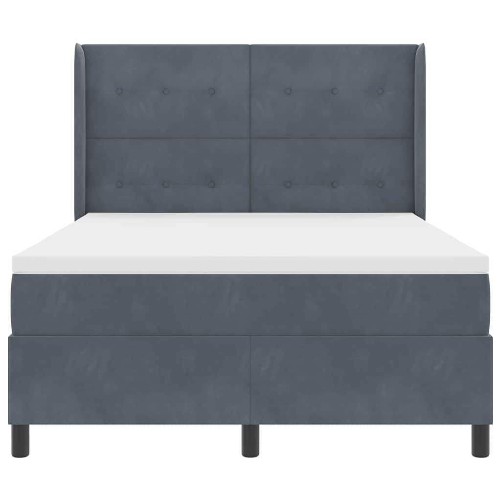 Postel S Boxspringem S Čelo Tmavě Šedá 140 X 190 Cm Samet