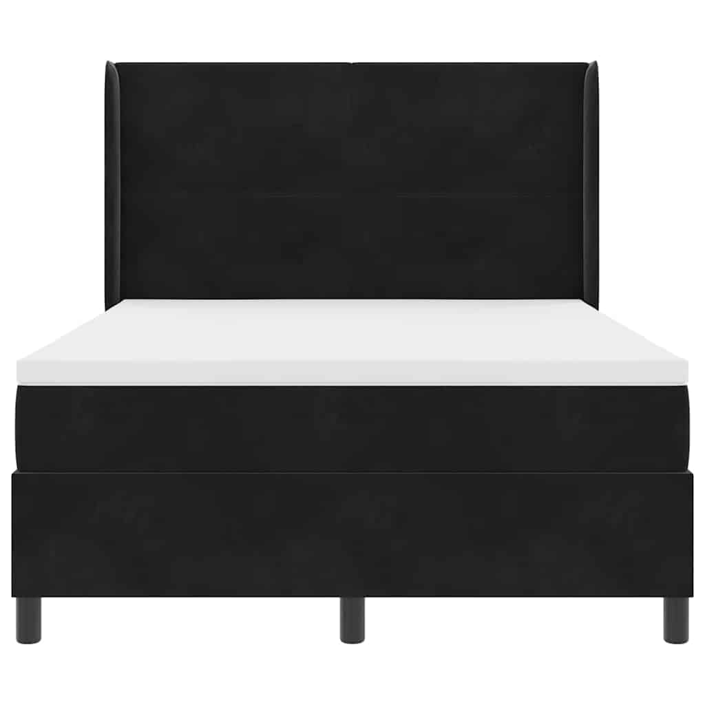 Postel S Boxspringem S Čelo Černá 140 X 190 Cm Samet