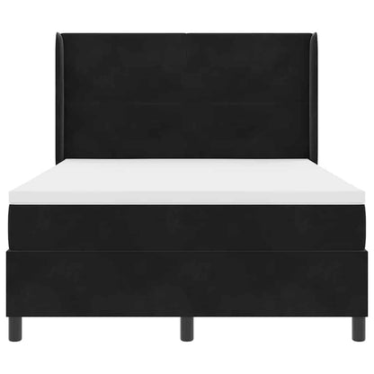 Postel S Boxspringem S Čelo Černá 140 X 190 Cm Samet