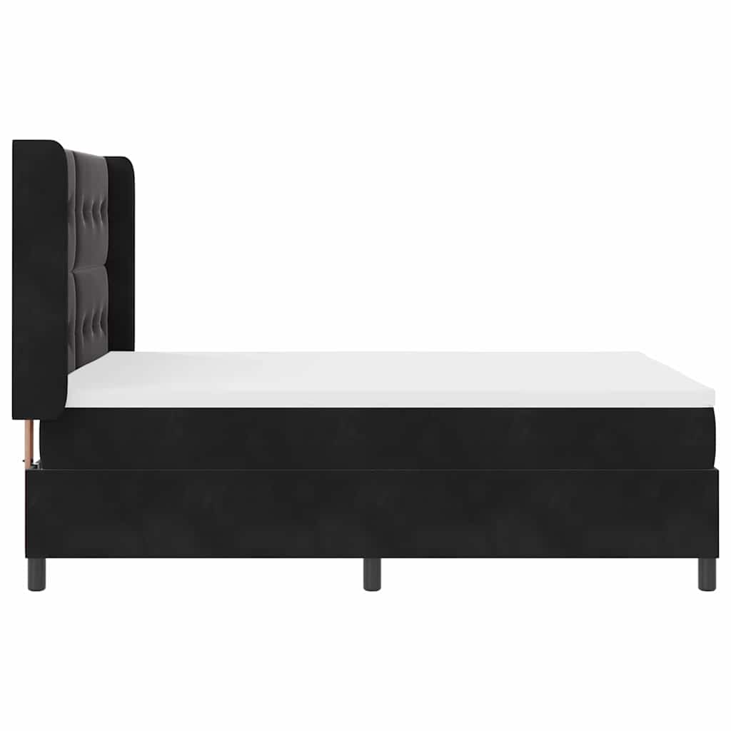 Postel S Boxspringem S Čelo Černá 140 X 190 Cm Samet