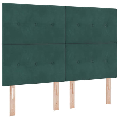 Postel S Boxspringem S Čelo Tmavě Zelená 140 X 190 Cm Samet