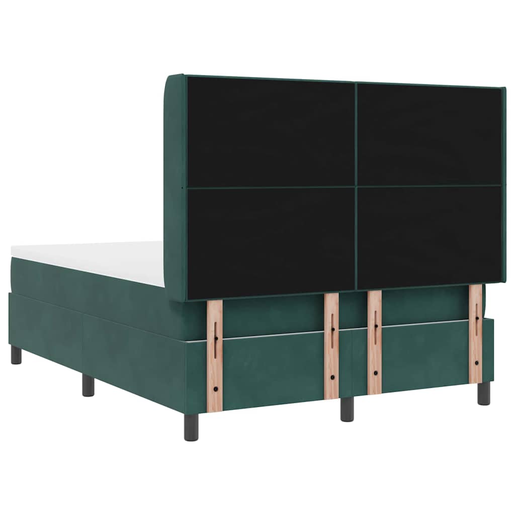 Postel S Boxspringem S Čelo Tmavě Zelená 140 X 190 Cm Samet