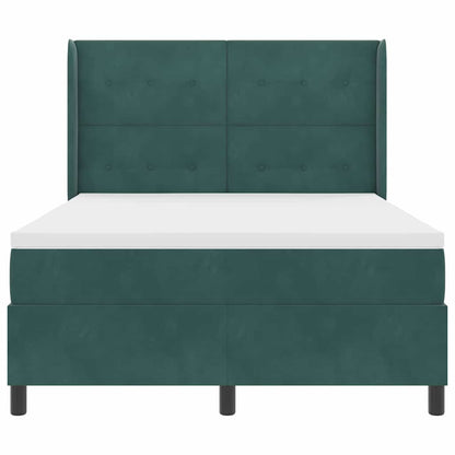 Postel S Boxspringem S Čelo Tmavě Zelená 140 X 190 Cm Samet