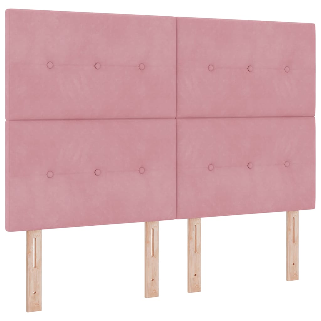 Postel S Boxspringem S Čelo Růžová 140 X 190 Cm Samet