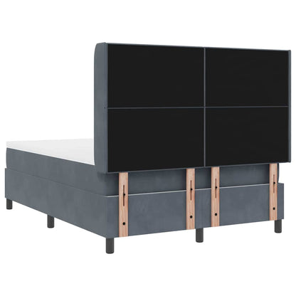 Postel S Boxspringem S Čelo Tmavě Šedá 160 X 200 Cm Samet