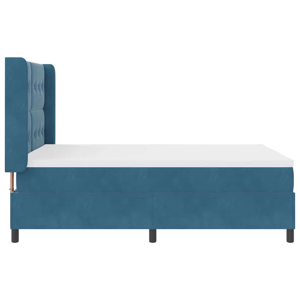 Postel S Boxspringem S Čelo Modrá 160 X 200 Cm Samet