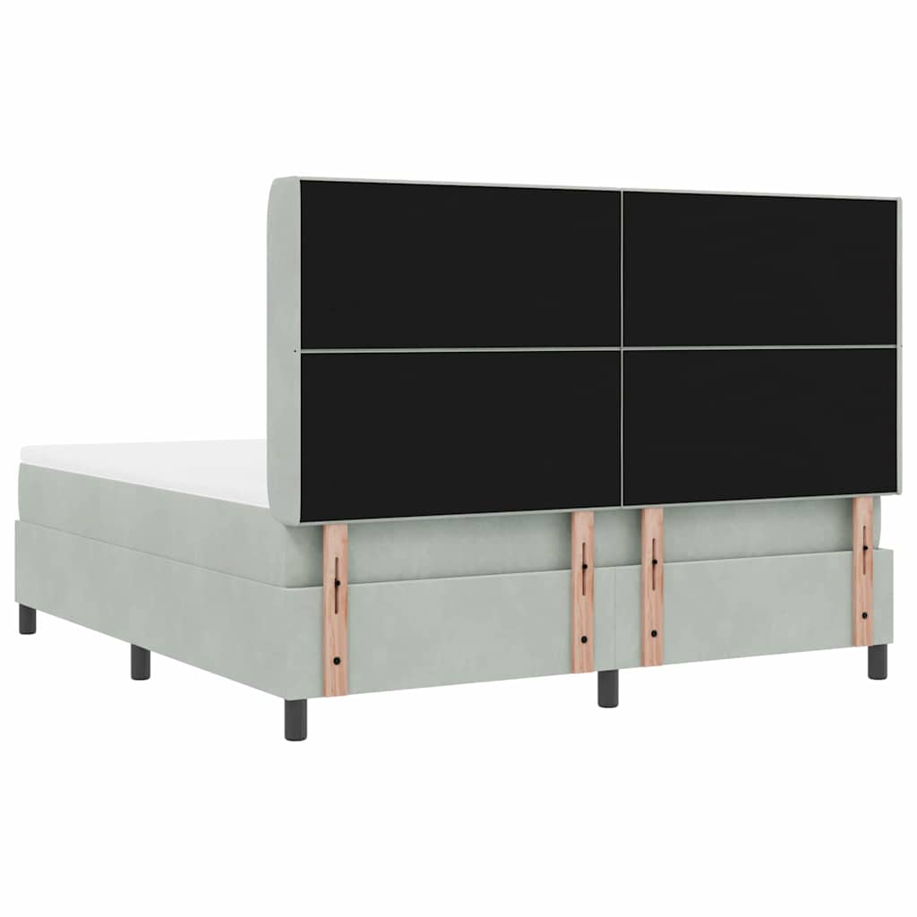 Postel S Boxspringem S Čelo Světle Šedá 180 X 200 Cm Samet