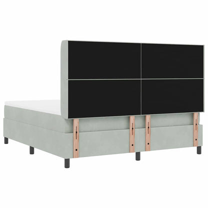 Postel S Boxspringem S Čelo Světle Šedá 180 X 200 Cm Samet