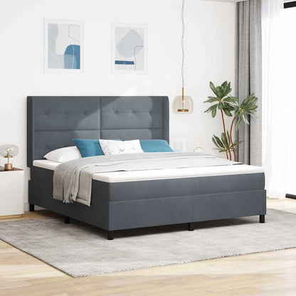 Postel S Boxspringem S Čelo Tmavě Šedá 180 X 200 Cm Samet