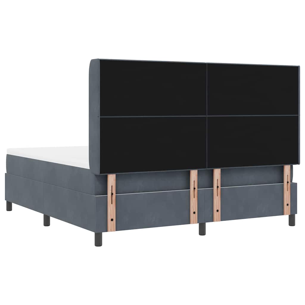 Postel S Boxspringem S Čelo Tmavě Šedá 180 X 200 Cm Samet