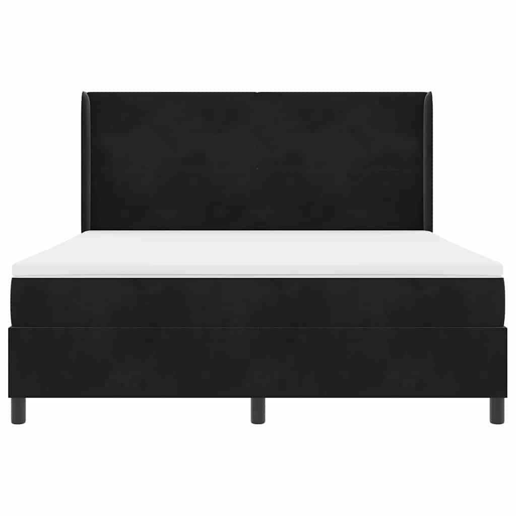 Postel S Boxspringem S Čelo Černá 180 X 200 Cm Samet