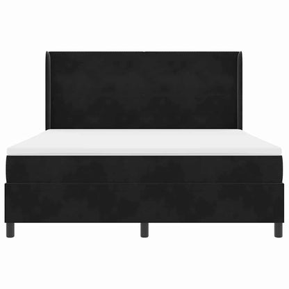 Postel S Boxspringem S Čelo Černá 180 X 200 Cm Samet