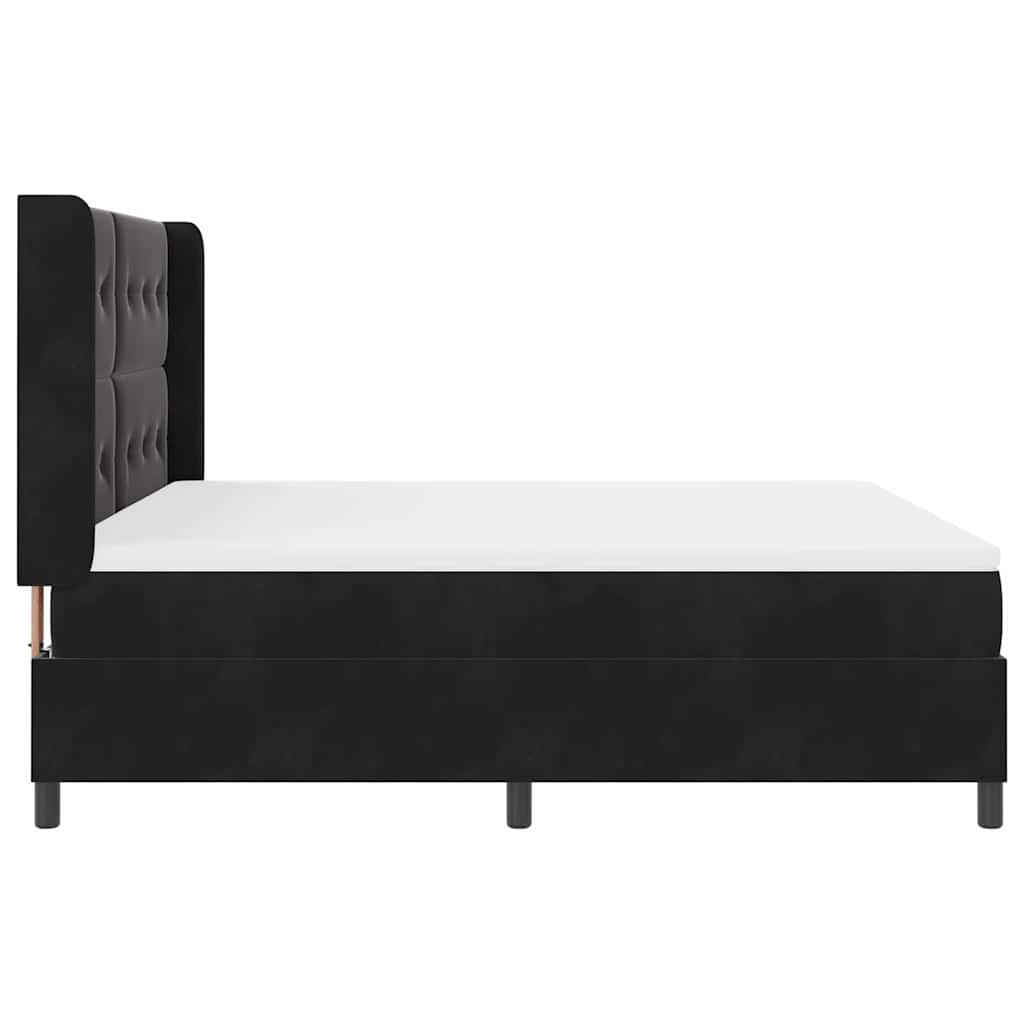 Postel S Boxspringem S Čelo Černá 180 X 200 Cm Samet
