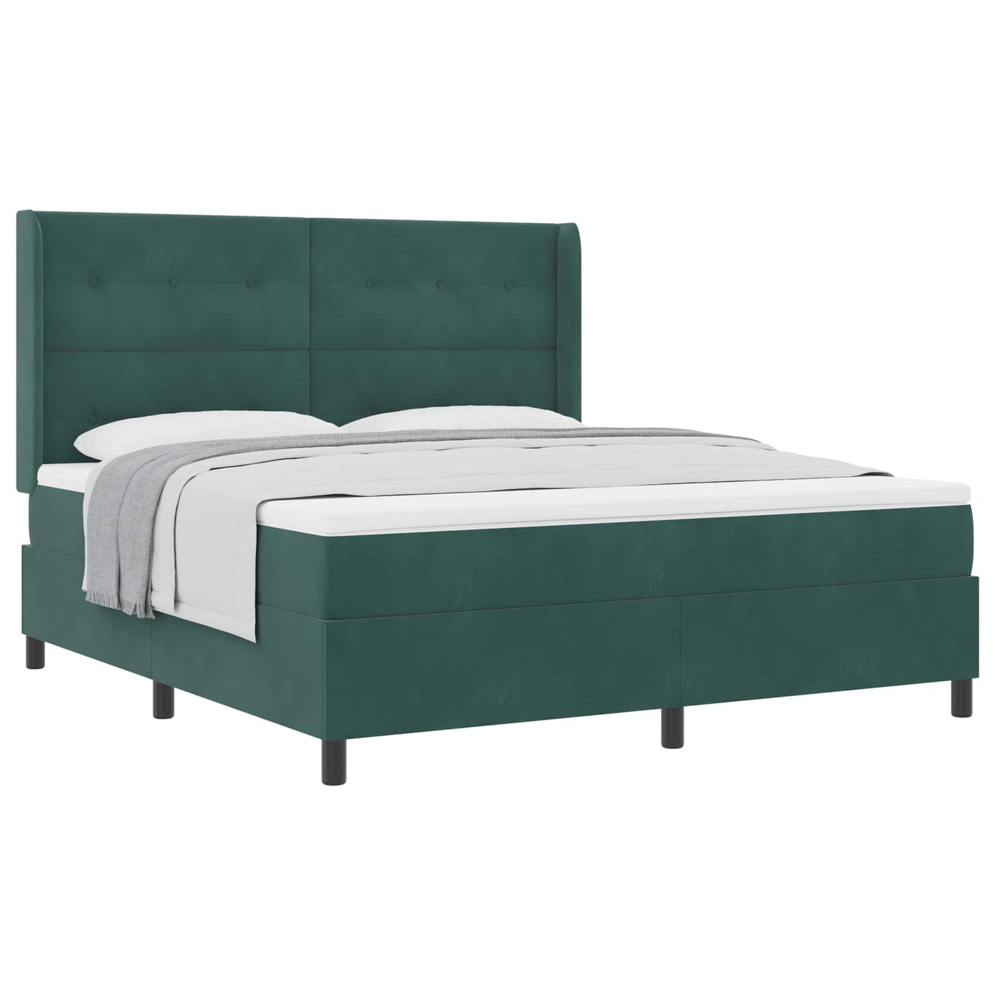 Postel S Boxspringem S Čelo Tmavě Zelená 180 X 200 Cm Samet