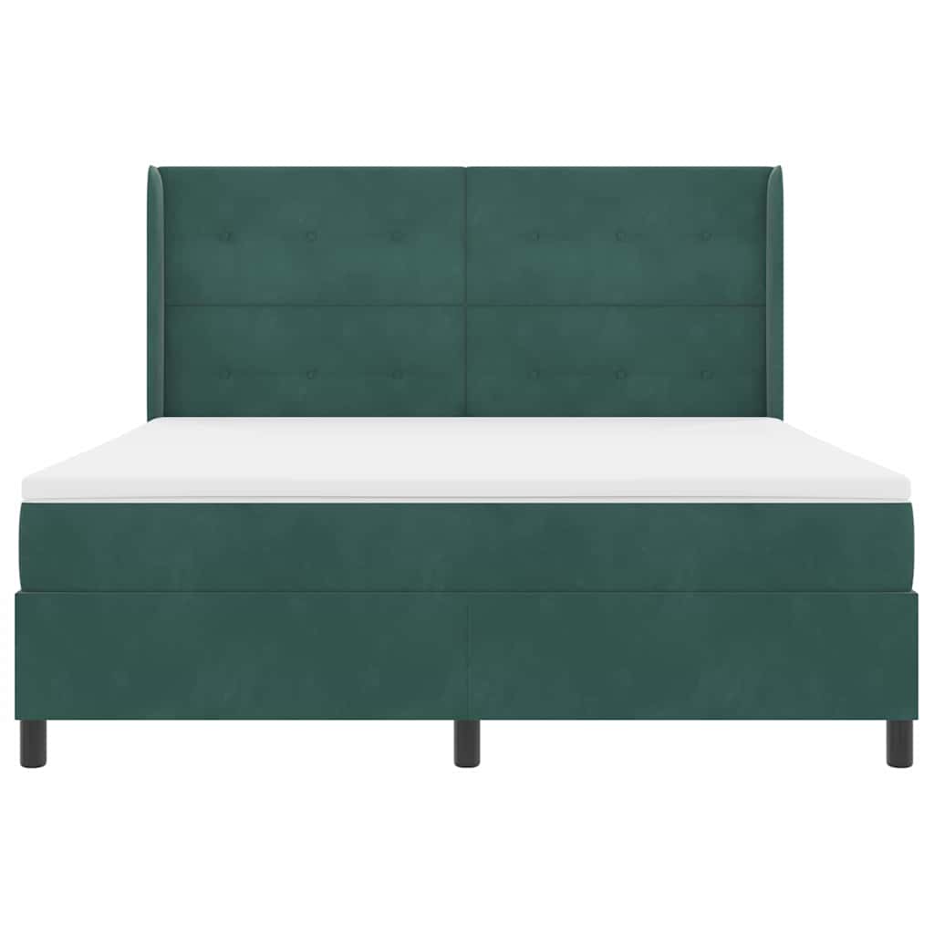Postel S Boxspringem S Čelo Tmavě Zelená 180 X 200 Cm Samet
