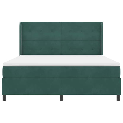 Postel S Boxspringem S Čelo Tmavě Zelená 180 X 200 Cm Samet