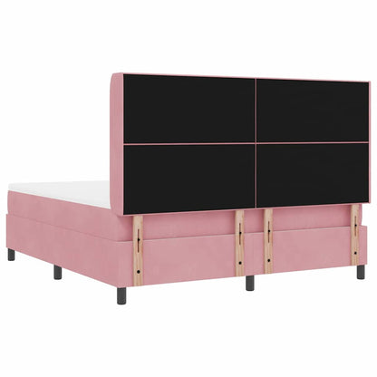 Postel S Boxspringem S Čelo Růžová 180 X 200 Cm Samet