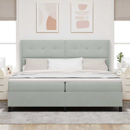 Postel S Boxspringem S Čelo Světle Šedá 200 X 200 Cm Samet
